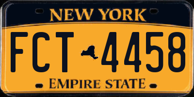 NY license plate FCT4458