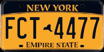 NY license plate FCT4477