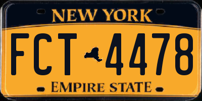 NY license plate FCT4478
