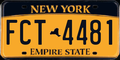 NY license plate FCT4481