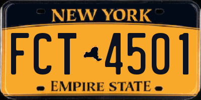 NY license plate FCT4501