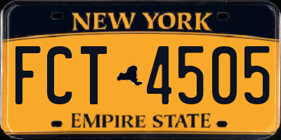 NY license plate FCT4505