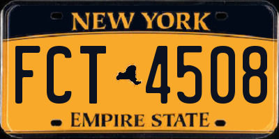NY license plate FCT4508