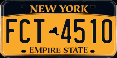 NY license plate FCT4510