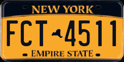 NY license plate FCT4511
