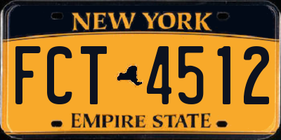 NY license plate FCT4512