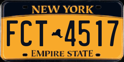 NY license plate FCT4517