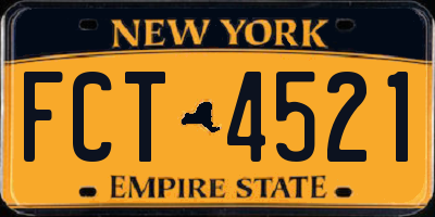 NY license plate FCT4521