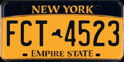 NY license plate FCT4523