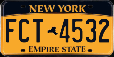 NY license plate FCT4532