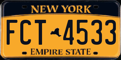 NY license plate FCT4533