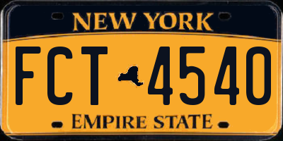 NY license plate FCT4540