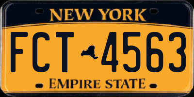 NY license plate FCT4563
