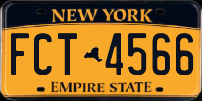 NY license plate FCT4566