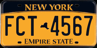 NY license plate FCT4567