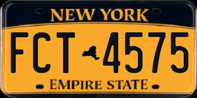 NY license plate FCT4575