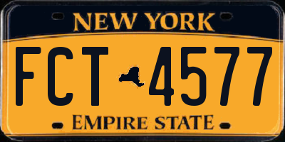 NY license plate FCT4577