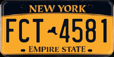 NY license plate FCT4581