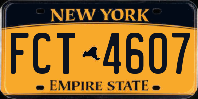 NY license plate FCT4607