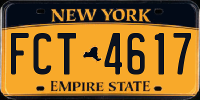 NY license plate FCT4617