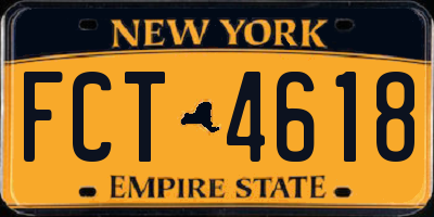 NY license plate FCT4618