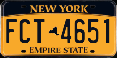 NY license plate FCT4651