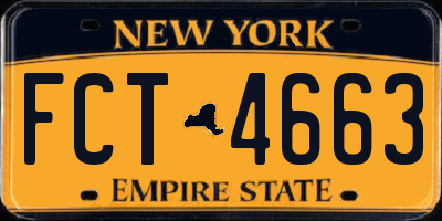 NY license plate FCT4663