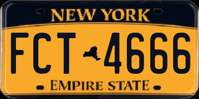 NY license plate FCT4666