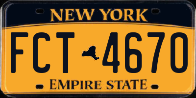 NY license plate FCT4670
