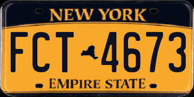 NY license plate FCT4673