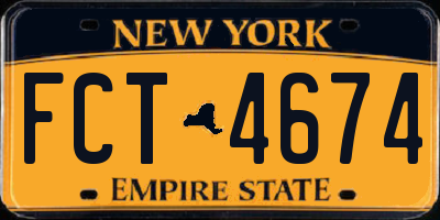 NY license plate FCT4674