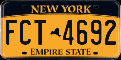 NY license plate FCT4692