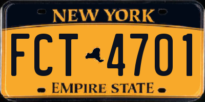 NY license plate FCT4701