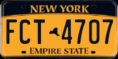 NY license plate FCT4707