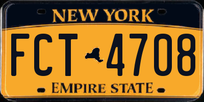 NY license plate FCT4708