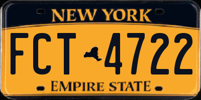 NY license plate FCT4722
