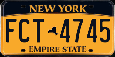 NY license plate FCT4745