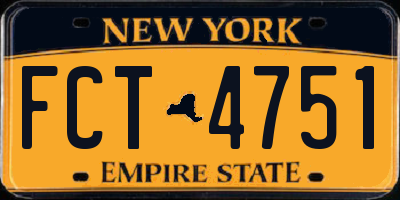 NY license plate FCT4751