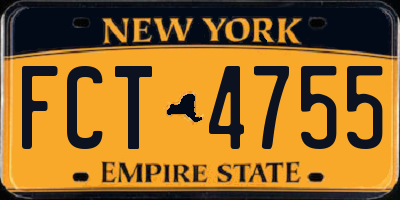NY license plate FCT4755