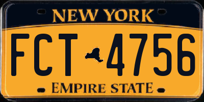 NY license plate FCT4756