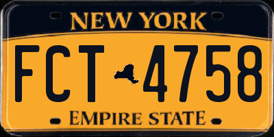 NY license plate FCT4758