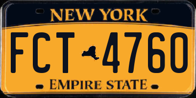 NY license plate FCT4760