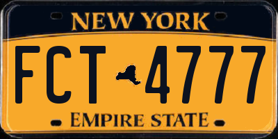 NY license plate FCT4777