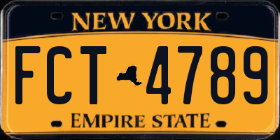 NY license plate FCT4789