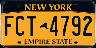 NY license plate FCT4792
