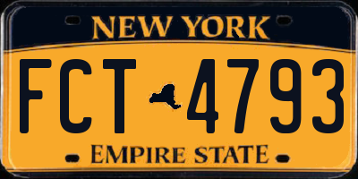 NY license plate FCT4793