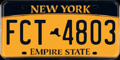 NY license plate FCT4803
