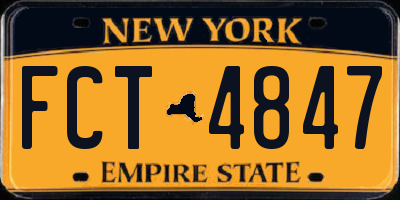 NY license plate FCT4847