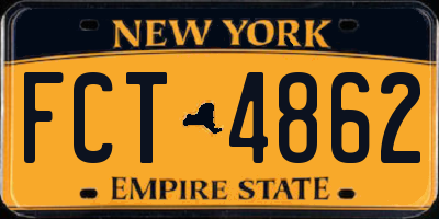 NY license plate FCT4862