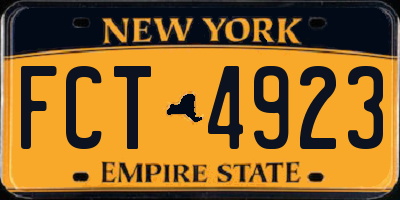 NY license plate FCT4923